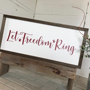 Let Freedom Ring Framed Wooden Patriotic Sign for Americana Wall Decor ...