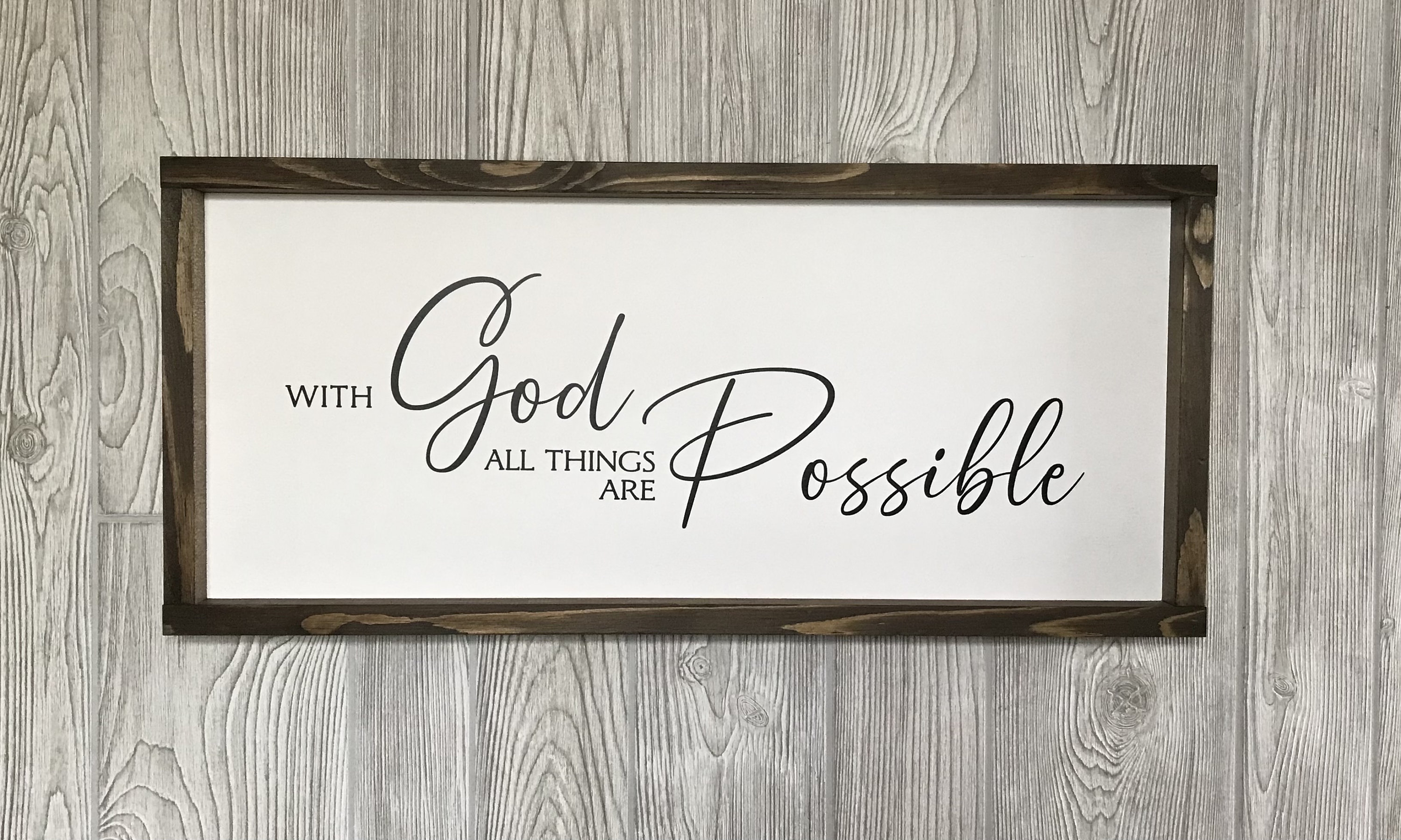 Many Things Sign Framed Wooden Sign: With God All Things Are Possible, Inspirational ...