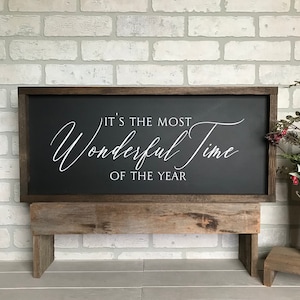 Most Wonderful Time of the Year Christmas Framed Wood  Sign: Winter Holiday Decor
