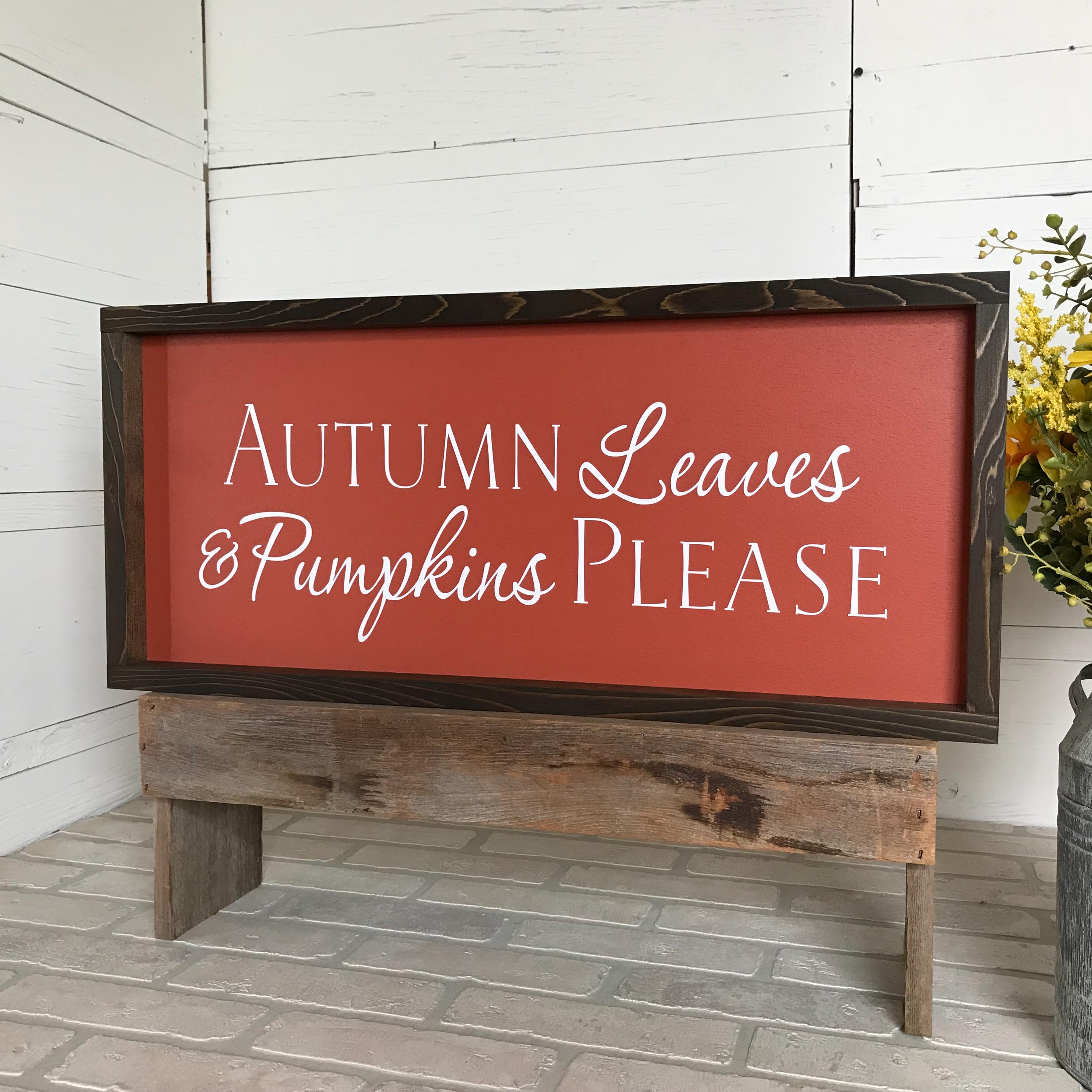 Autumn Leaves & Pumpkins Please Framed Wooden Sign for Fall Decor - Etsy