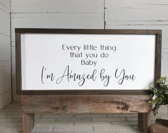 Baby I'm Amazed by You - Framed Wooden Sign - Lyric Wall Art