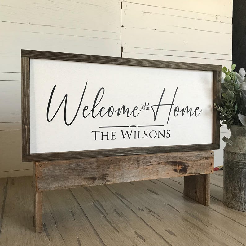 Personalized Welcome to Our Home Family Name Framed Wooden Sign - Etsy
