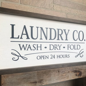 Laundry Co. Wash Dry Fold, farmhouse sign , country wood signs, home decor, laundry room sign, framed wood sign