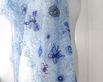 wedding shawl  Blue butterfly stole openwork shawl Wedding ruffle stole wedding bride scarf, Silk blue wedding shawl