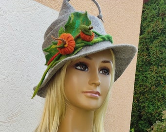 Felted wizard hat,Witch hat,  Festival headwear, Halloween witch hat Fun winter felted hat Role playing  Wool witch hat