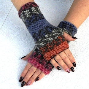 Wool knitted fingerless gloves - Wool arm warmers gloves - Winter gloves mittens - Long fingerless gloves women - Womens mittens fingerless