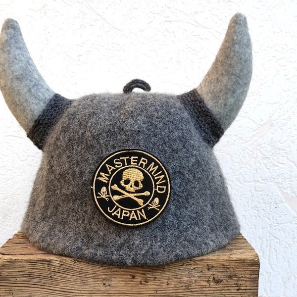 Viking hat Gray woll hat  Cap Accessories Steam Room for men and Woomen Gift Items Sauna Hat Unique birthday gift idea  Saunahat Filz Mütze