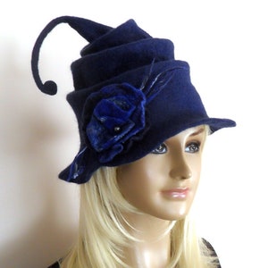 Felted wizard hat,Witch hat,  Festival headwear, Halloween witch hat Fun winter felted hat Role playing  Wool witch hat