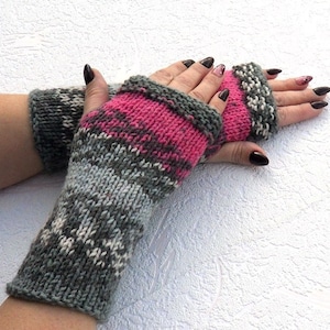 Wool knitted fingerless gloves - Wool arm warmers gloves - Winter gloves mittens - Long fingerless gloves women - Womens mittens fingerless