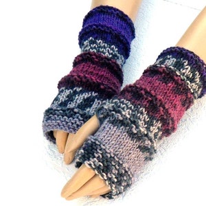 Knitted fingerless gloves - Wool arm warmers gloves - Winter gloves mittens - Long fingerless gloves women - Womens mittens fingerless
