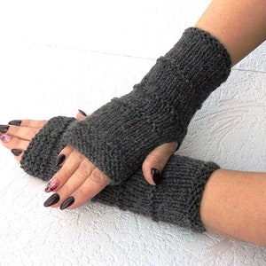 Wool knitted fingerless gloves - Wool arm warmers gloves - Winter gloves mittens - Long fingerless gloves women - Womens mittens fingerless