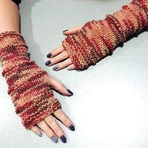 Wool knitted fingerless gloves - Wool arm warmers gloves - Winter gloves mittens - Long fingerless gloves women - Womens mittens fingerless
