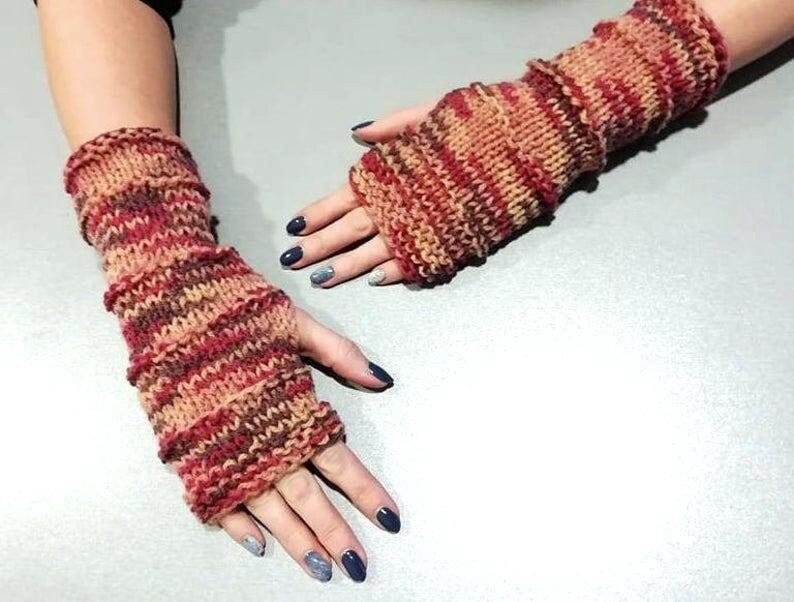 Wool knitted fingerless gloves  Wool arm warmers gloves  image 0