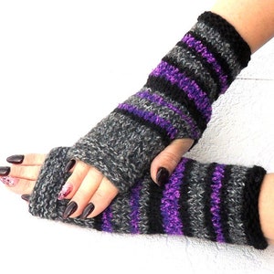 Hand knitted fingerless gloves - Wool arm warmers gloves - Winter gloves mittens - Long fingerless gloves women - Womens mittens fingerless
