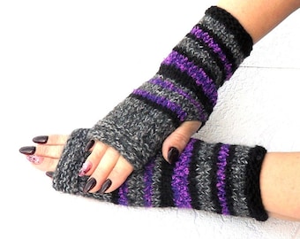 Hand knitted fingerless gloves - Wool arm warmers gloves - Winter gloves mittens - Long fingerless gloves women - Womens mittens fingerless