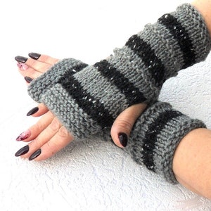 Wool knitted fingerless gloves - Wool arm warmers gloves - Winter gloves mittens - Long fingerless gloves women - Womens mittens fingerless