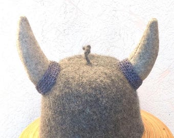 Viking hat, gray hat  Cap Accessories Steam Room for men, Medieval Wool Cap Hat Unique birthday gift idea  Saunahat Filz Mütze