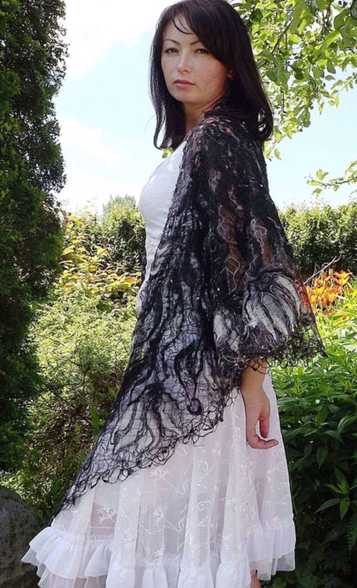 shawl black and white