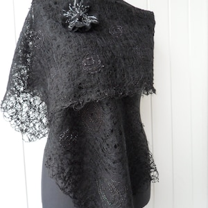 Black Lace Shawl Lace cover up Wedding lace cover up Evening shawl Shawl Lace Stole Boho Scarf Bridesmaids Shawl Black Lace Scarf