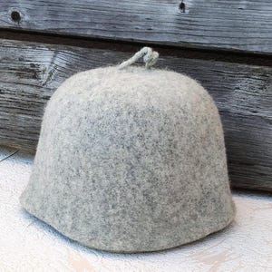 Sauna hat  Light   Gray  Wool sauna hat Wool Cap Accessories Steam Room for men and Woomen Gift Items  Unique birthday gift idea  Saunahat