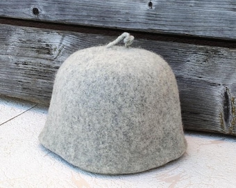 Gorro de sauna gris claro de lana. Gorro de sauna de lana. Accesorios para sauna. Para hombres y mujeres. Artículo de regalo único para cumpleaños.