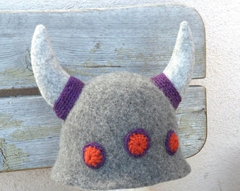 Viking hat Gray woll hat  Cap Accessories Steam Room for men, Gift Items Medieval Wool Cap Unique birthday gift idea  Saunahat Filz Mütze