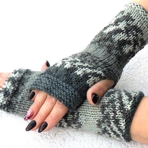 Wool knitted fingerless gloves - Wool arm warmers gloves - Winter gloves mittens - Long fingerless gloves women - Womens mittens fingerless