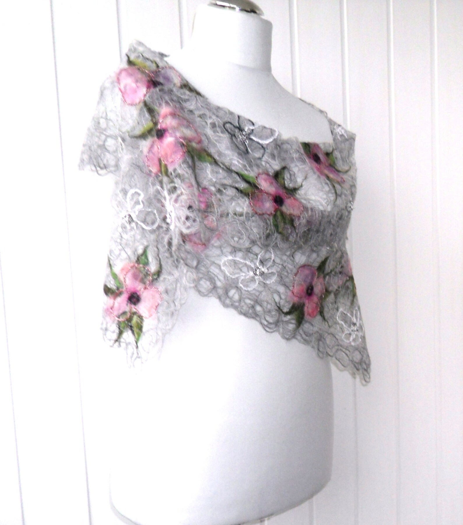 SCARF 180 CM IN PALE PINK MIX GRAY WOOL 403967