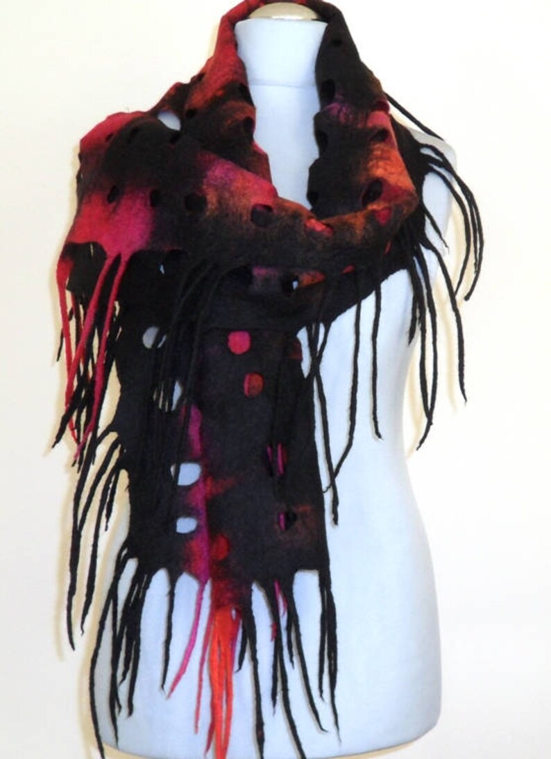 BlckBts Rebirth Red and Black Felted Shawl
