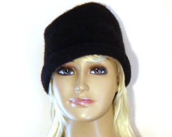 Felt pixi hat Black  hat  Felted hat  Felt hat Great Gatsby hat 1920s hat unique merino wool silk nunofelt   Gift for women