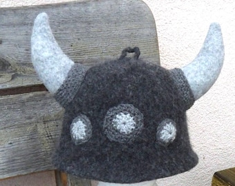 Viking hat Gray woll hat  Cap Accessories Steam Room for men, Gift Items Medieval Wool Cap Unique birthday gift idea  Saunahat Filz Mütze