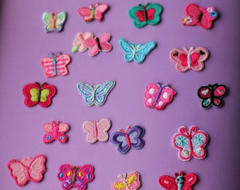 Iron On Patch- Patches for Jackets Insect Patch Cap Cool Badge Size 2.3 cm Mini Small Pink Star Black Butterfly W H Jean x 1.8 cm