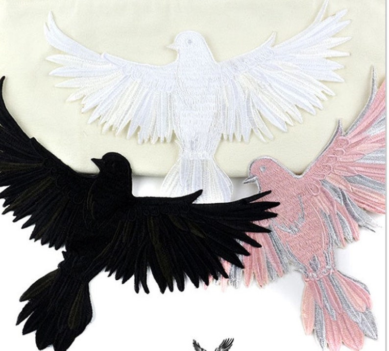 Wholesale bulk lot 10pcs Black white pink Eagle embroidered sewing on patch shirt
