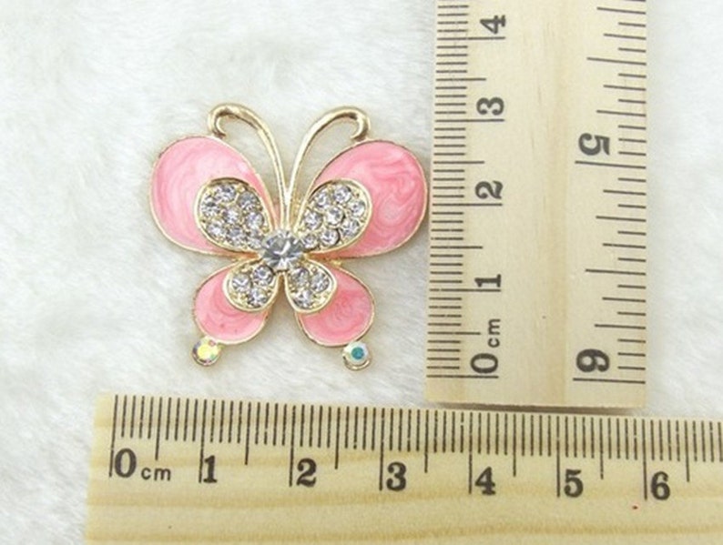 Wholesale Bulk Lot 60pcs Rhinestone Butterfly Buttons Metal Flatback Embellishment Crystal Wedding Bouquet 3 2x3 4cm Craft Supplies Tools Jewelry Making Beading