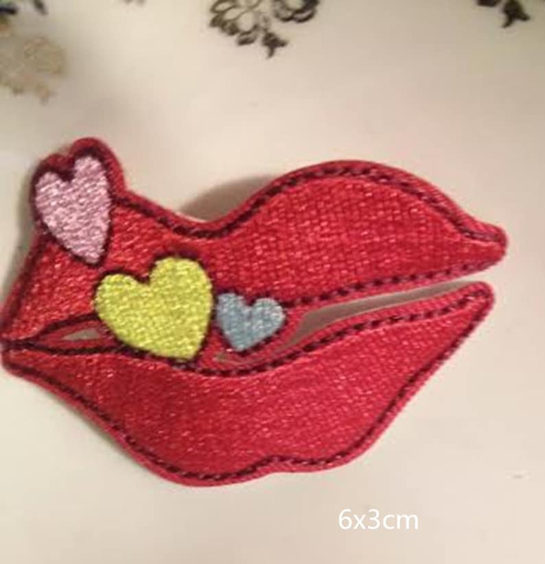 2pcs 6pcs 12pcs bulk lot Red lip umbrella embroidered iron on patch diy apparel wholesale