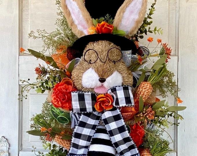 Easter Bunny Door Swag, Easter Wreath, Easter Decor, Bunny Decor
