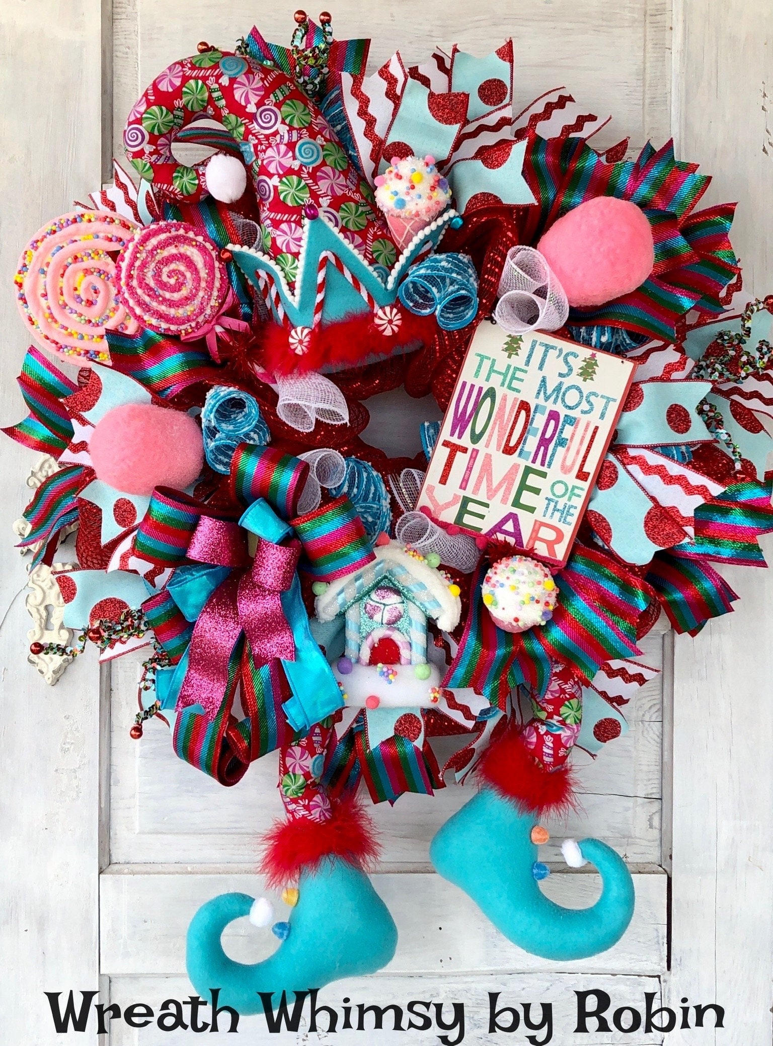 Christmas Wrath Christmas Elf Wreath Door Wreath Holiday Etsy