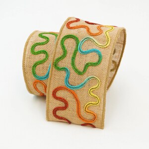 Farrisilk Burlap Ribbon, Stitch Work Ribbon, 10 Yards, 4 Inch Wired Ribbon, Designer Ribbon, Floral Supplies, Wreath Ribbon