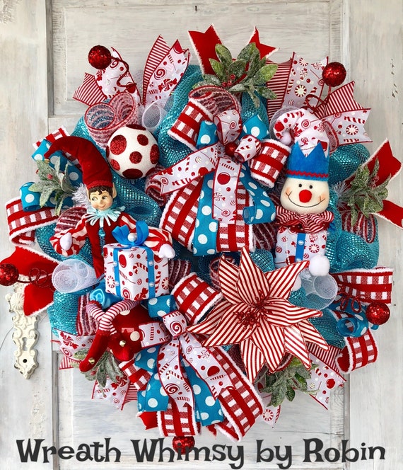 Image result for RED & TURQUOISE CHRISTMAS wreath