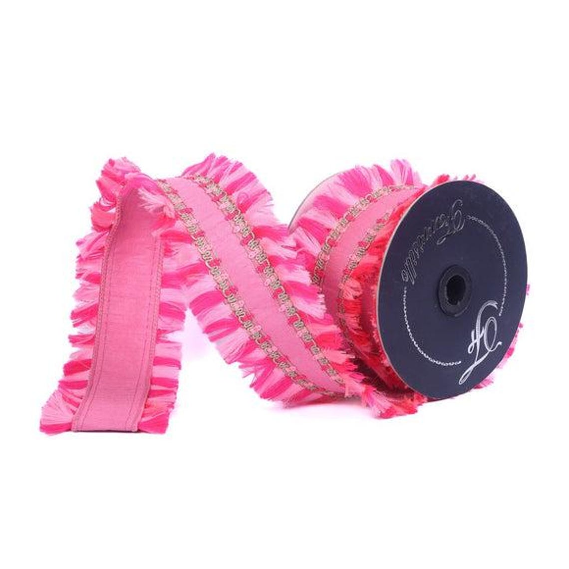 Frilly Ribbin Farrisilk Funky Fringe Bubblegum Ribbon, 3 Inch Wired Ribbon 10 Yard ...