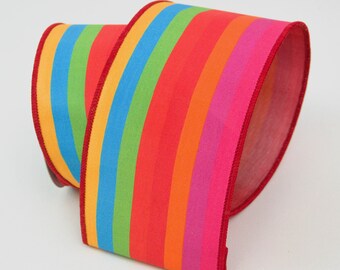 Velvet Striped Ribbon, 10 Yards, Farrisilk Ribbon, Designer Ribbon, Rainbow Ribbon, Floral Supplies, Wreath Ribbon