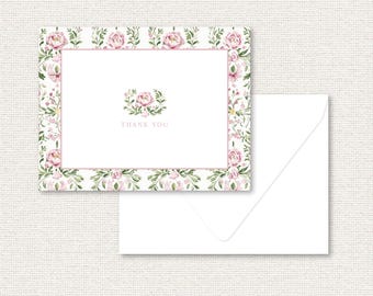 Folded Thank You Cards |  Grandmillennial  | Set of 12 A2 Custom Stationery  | Luxe Paper | Gift for Her, Hostess, Teacher, Bridesmaid