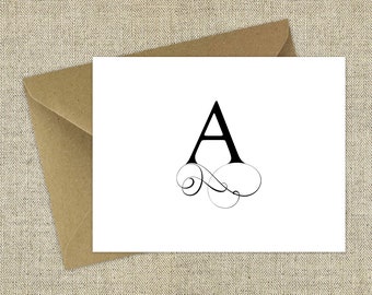 Set of 12 monogram folded notecards . Notecards . Personalized stationery. Monogram stationery. Teacher Gift Idea.