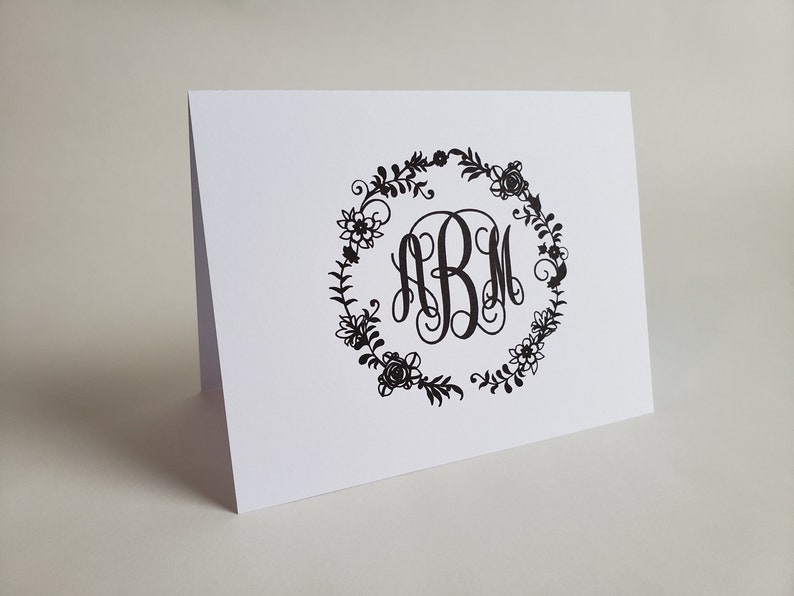 Teacher Gift Idea. Monogram stationery Personalized stationery Set of 12 monogram folded notecards Notecards