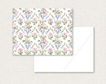 Folded Note Cards | Grandmillennial  | Set of 12 A2 Custom Stationery  | Luxe Paper | Gift for Her, Hostess, Teacher, Bridesmaid