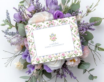Personalized Note Cards | Grandmillennial  | Set of 12 A2 Custom Stationery  | Luxe Paper | Gift for Her, Hostess, Teacher, Bridesmaid
