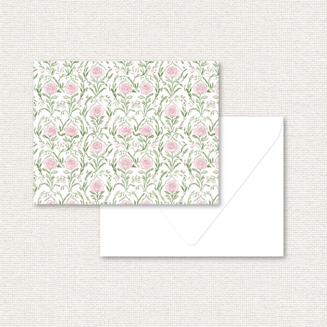Folded Note Cards | Grandmillennial | Set of 12 A2 Custom Stationery ...