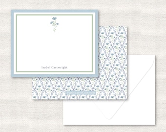 Personalized Flat Notes | Grandmillennial  | Set of 12 A2 Custom Stationery  | Luxe Paper | Gift for Her, Hostess, Teacher, Bridesmaid
