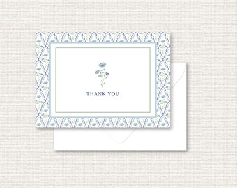 Folded Thank You Cards |  Grandmillennial  | Set of 12 A2 Custom Stationery  | Luxe Paper | Gift for Her, Hostess, Teacher, Bridesmaid