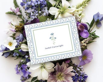 Personalized Note Cards | Grandmillennial  | Set of 12 A2 Custom Stationery  | Luxe Paper | Gift for Her, Hostess, Teacher, Bridesmaid